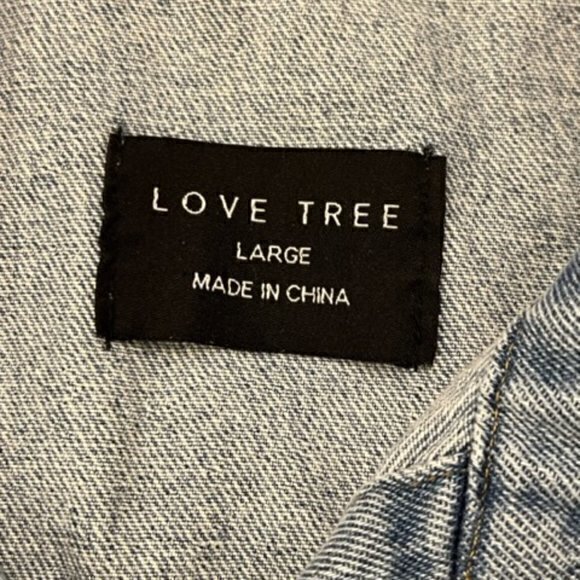 Love Tree Sleeveless Denim Jacket Vest‎ Size Large Distressed Raw Hem BOHO - Picture 7 of 9